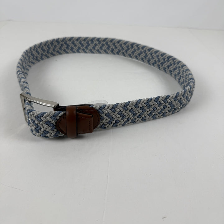Translation missing: en.Perry Ellis Portfolio Men's Webbed Leather-Trim Belt - Light Blue - Small 30-32W
