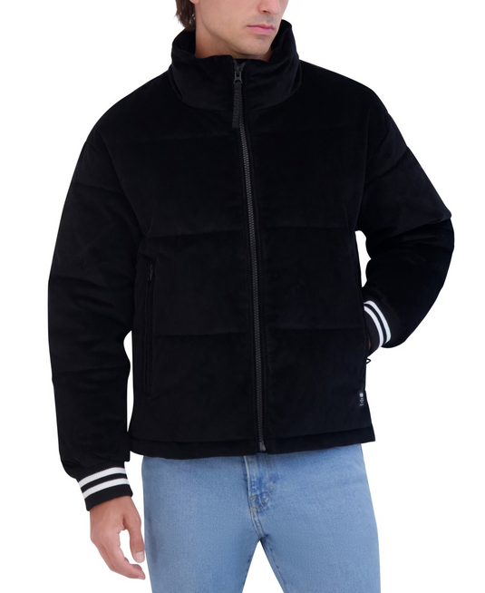 Translation missing: en.Hudson Jeans Men's Corduroy Varsity Puffer Jacket - Black -Size Small