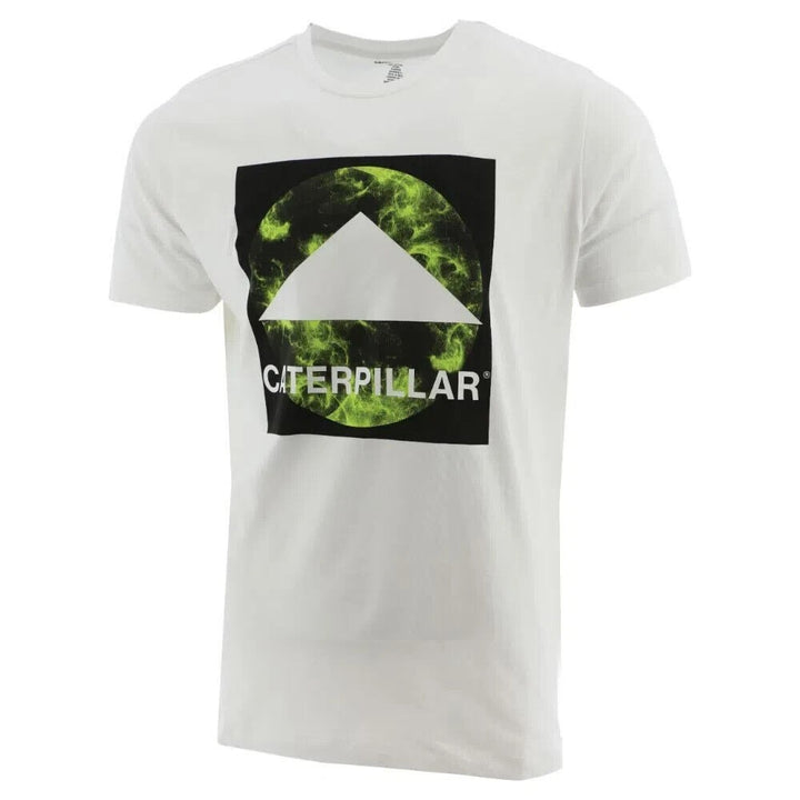 Translation missing: en.Caterpillar Men's All Cotton Connect Triangle Tee in White-Small