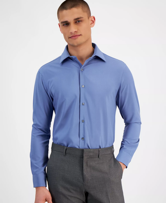 Translation missing: en.Alfani Men's Slim Fit 4-Way Stretch Dress Shirt Harbor Blue-17-17.5 34/35