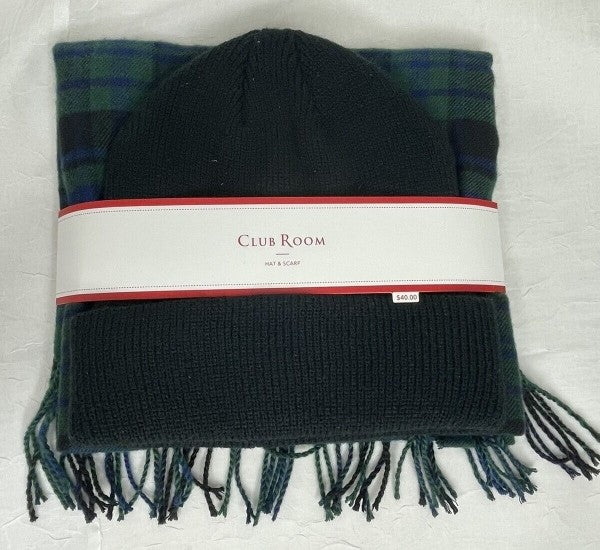 Translation missing: en.Club Room Men's Beanie &amp; Scarf Set in Blue Green-One Size