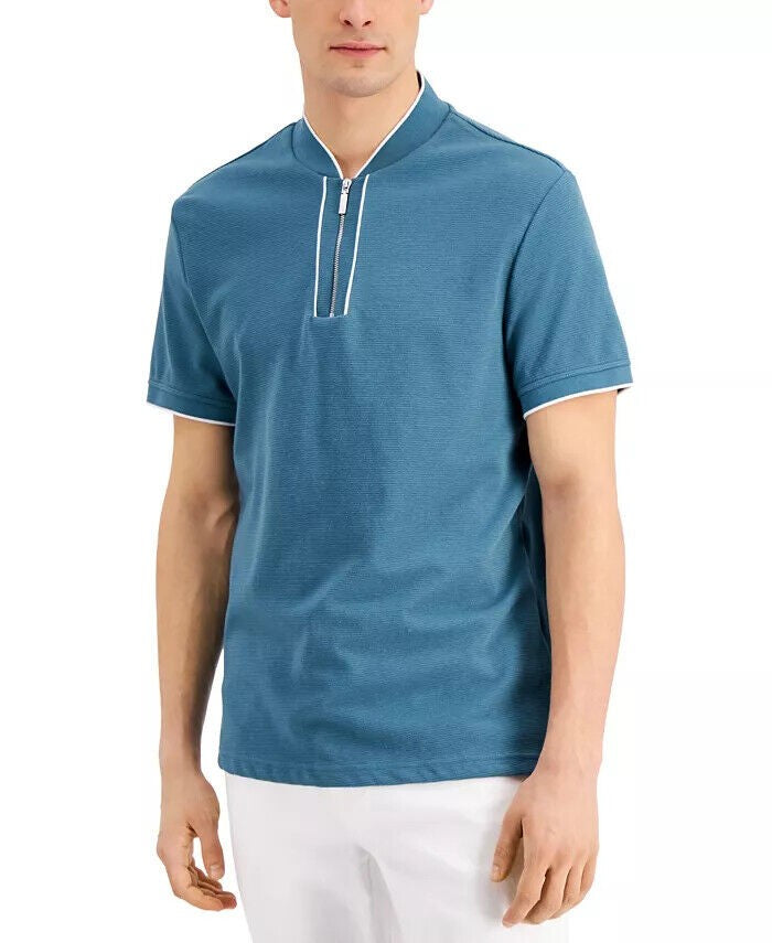 Translation missing: en.INC Men's Regular-Fit Ottoman Stripe Baseball-Collar Shirt in Dusty Teal-XS