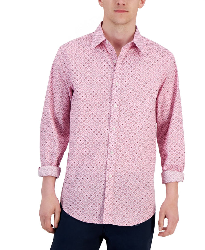 Translation missing: en.Club Room Men's Cotton Elevated Terolo Medallion Shirt Pink Combo-XL