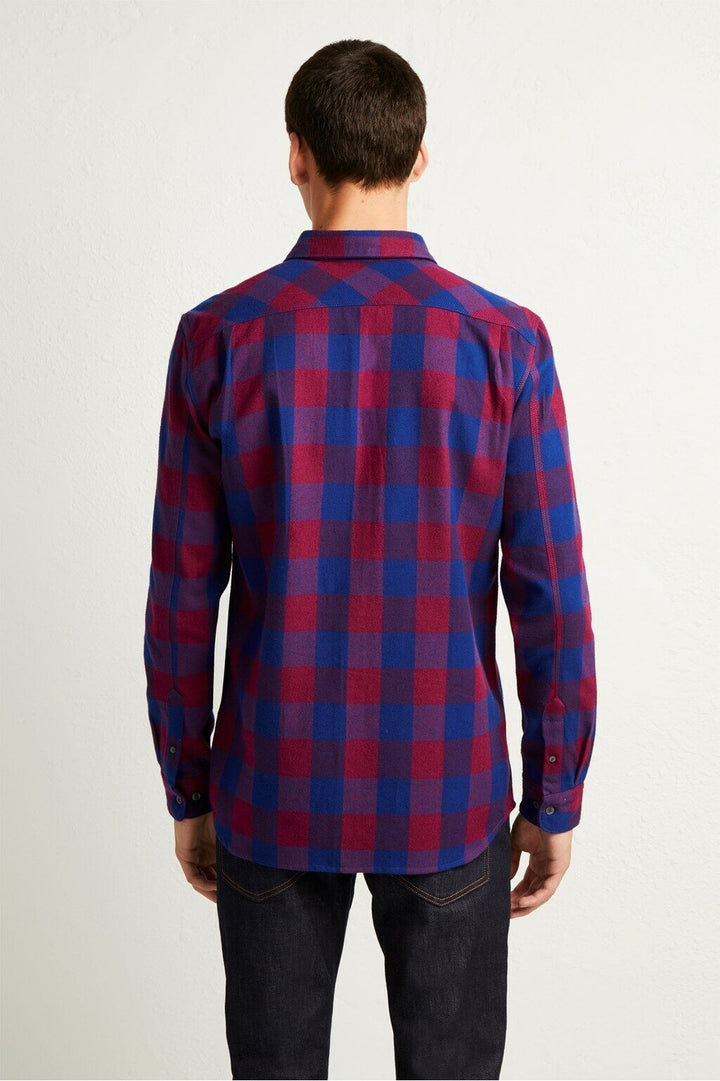 Translation missing: en.French Connection Kahama Flannel Check Shirt Plum/Blue-Size Small
