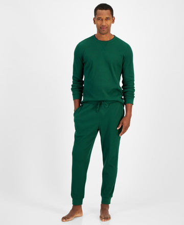 Translation missing: en.Club Room Men's Waffle Long-Sleeve T-Shirt &amp; Pajama Pant Set Evergreen-XL