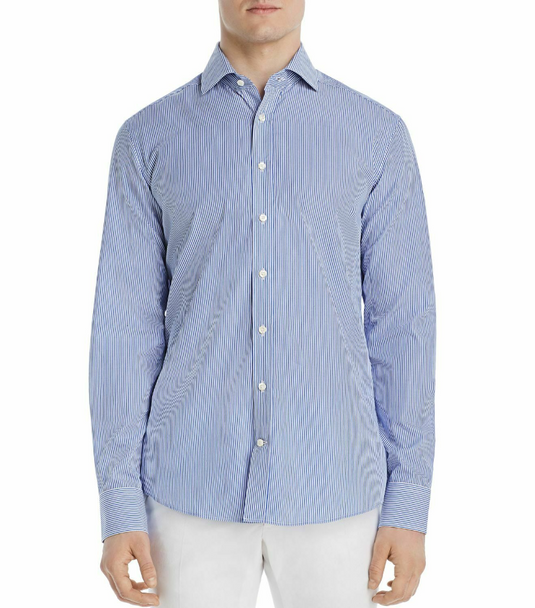 Translation missing: en.Dylan Gray Bengal Striped Classic Fit Shirt Blue/White-Size Small
