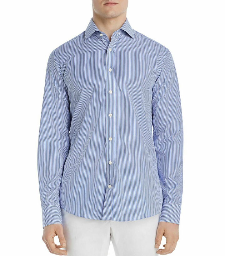 Translation missing: en.Dylan Gray Bengal Striped Classic Fit Shirt Blue/White-Size Small