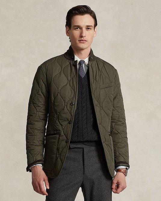 Translation missing: en.Polo Ralph Lauren Men's Suede Trimmed Quilted Jacket in Olive Green-2XL