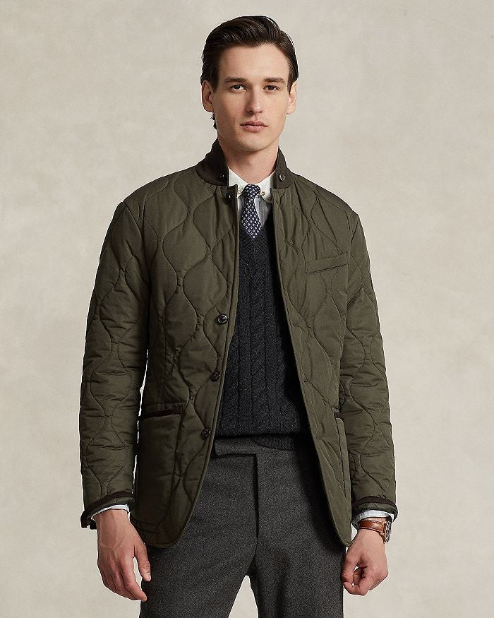Translation missing: en.Polo Ralph Lauren Men's Suede Trimmed Quilted Jacket in Olive Green-2XL