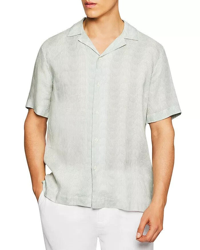 Translation missing: en.Frescobol Carioca  Men's Roberto Copacabana Sombra Print Linen Shirt Green-XL
