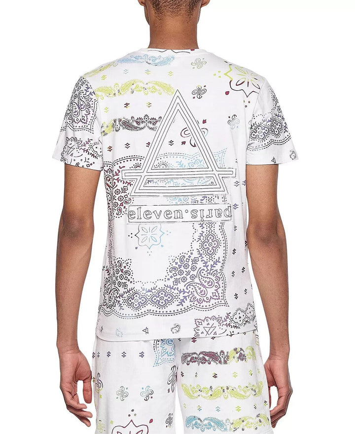 Translation missing: en.Eleven Paris Men's AOP Paisley Bandana Graphic T-Shirt White-Size Small