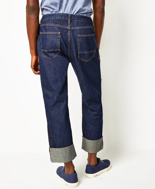 Translation missing: en.Sun + Stone Men's Kingsley Relaxed-Fit Patched Jeans in Blue Stone Wash-Size 31