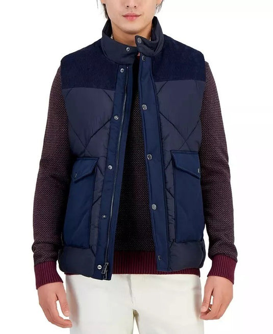 Translation missing: en.Michael Kors Men's Quilted Corduroy-Trim Vest - Midnight Blue-Large