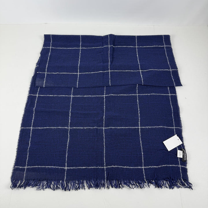 Translation missing: en.The Men's Store Paolo Mariani Wool/Cashmere Plaid Woven Scarf Blue-OS