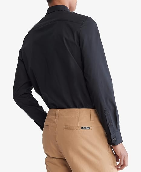 Translation missing: en.Calvin Klein Men's Slim-Fit Refined Button-Down Shirt Black Beauty-Medium