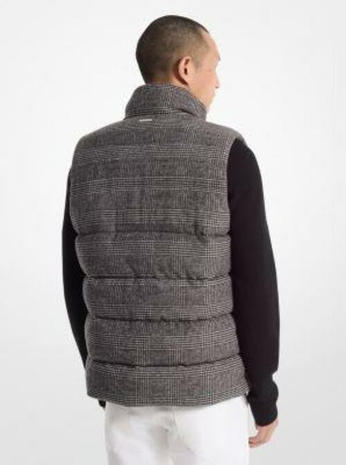 Translation missing: en.Michael Kors Men's Prince of Wales Check Quilted Puffer Vest - Black-Size 2XL