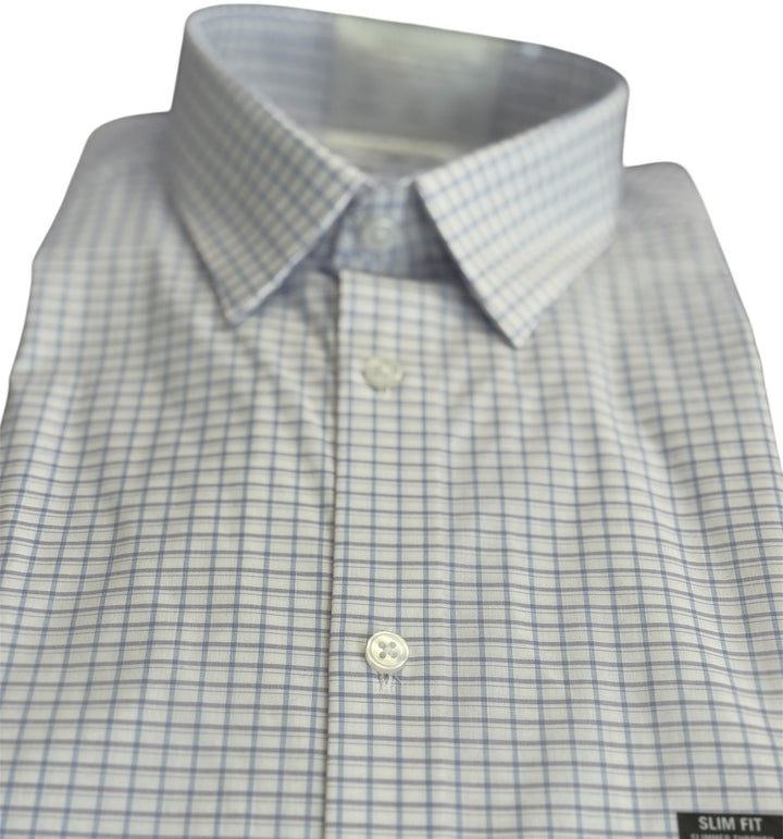 Translation missing: en.Calvin Klein Steel+, Dress Shirt Men's 16.5 32/33 Blue Multi Slim Fit Stretch