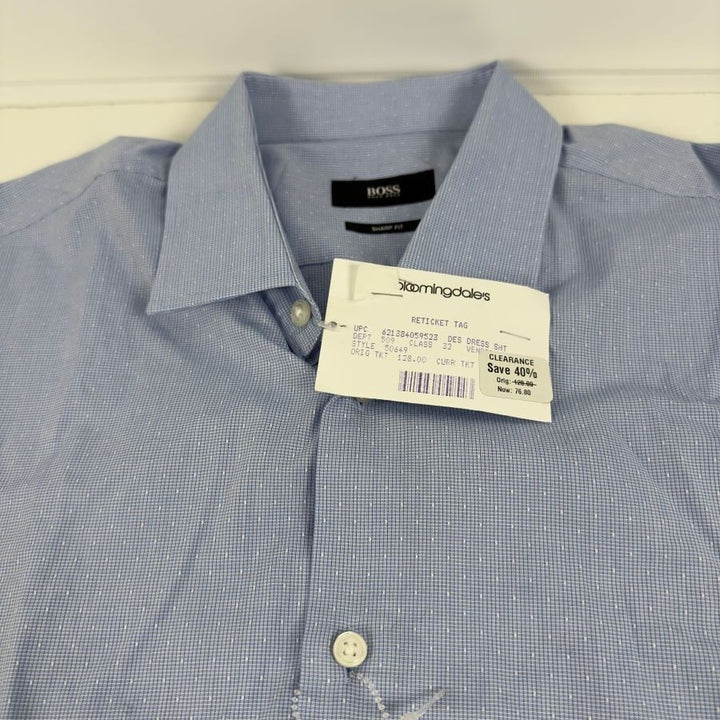 Translation missing: en.Hugo Boss Mens Marley Sharp Fit Micro Dot Dress Shirt in Blue-16L 34/35