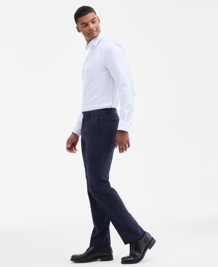 Translation missing: en.Calvin Klein Men's Jace Slim-Fit Wool-Blend Suit Pants Blue Check-34x32