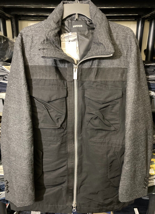Translation missing: en.ZUCCa Men's 7 GROSGRAIN COMBINATION Jacket Grey/Black-Medium