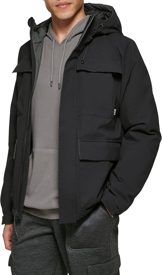 Translation missing: en.Bass Outdoor Men's Storm Rider Hooded Tech Utility Jacket Black-2XL