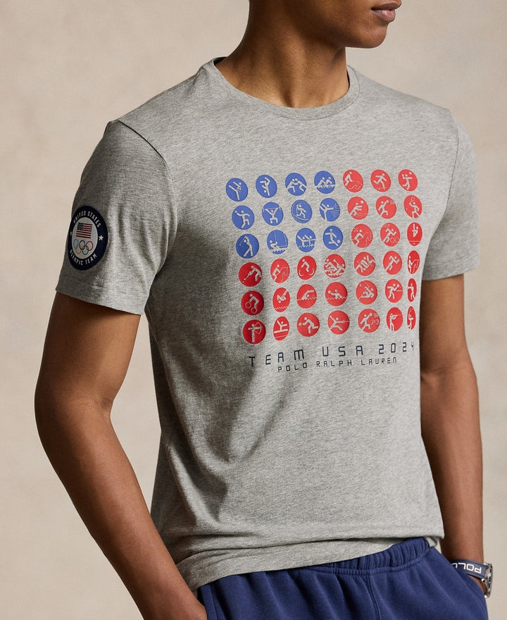 Translation missing: en.Polo Ralph Lauren T-Shirt Men's XL Grey Heather Custom Slim Fit Team USA