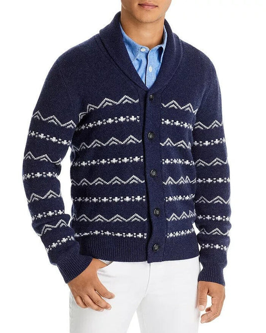 Translation missing: en.Major Department Store Designer Reg Fit Merino Wool Cardigan in Indigo Artic-L