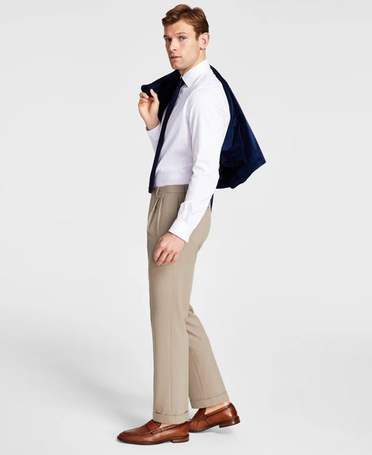Translation missing: en.Michael Kors Men's Marina Pleated Solid Classic Fit Dress Pants Tan-36x32