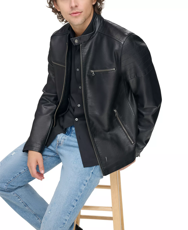 Translation missing: en.Levi's Men's Faux Leather Racer Jacket - Black-Size 2XL