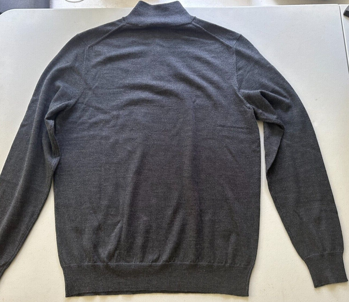 Translation missing: en.The Men's Store Designer Quarter-Zip Merino Wool Sweater in Med Grey-Small