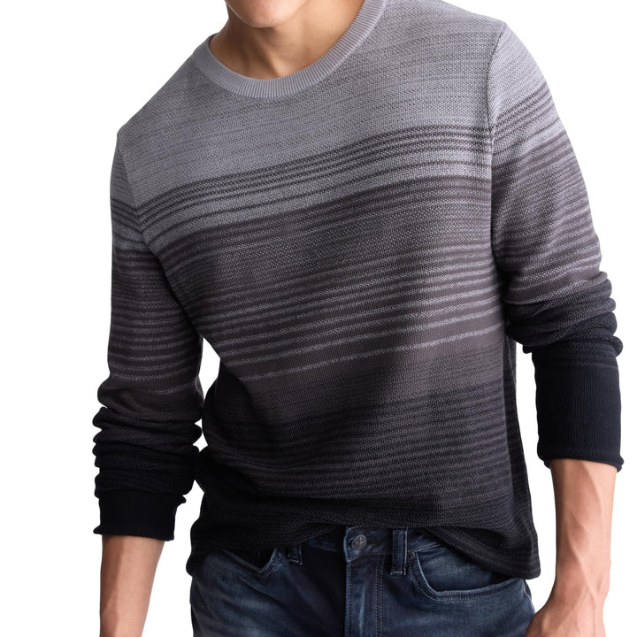 Translation missing: en.Buffalo David Men's Waldy Gradient Striped Knit Pullover Sweater Charcoal-Medium