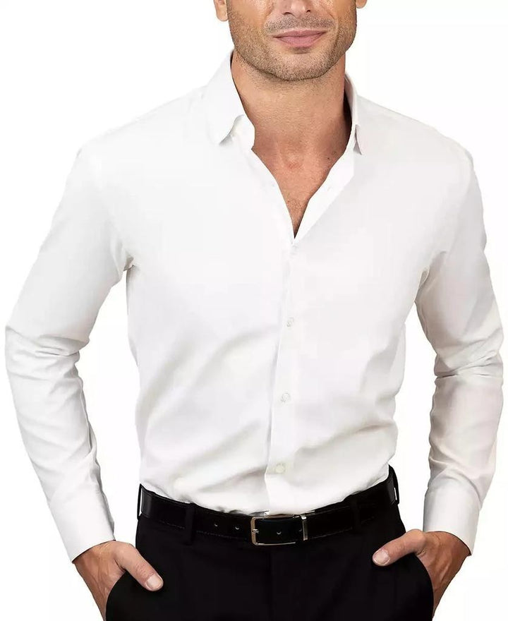 Translation missing: en.Tayion Collection Men's Slim-Fit Dobby Dress Shirt - White-15-15.5 34/35