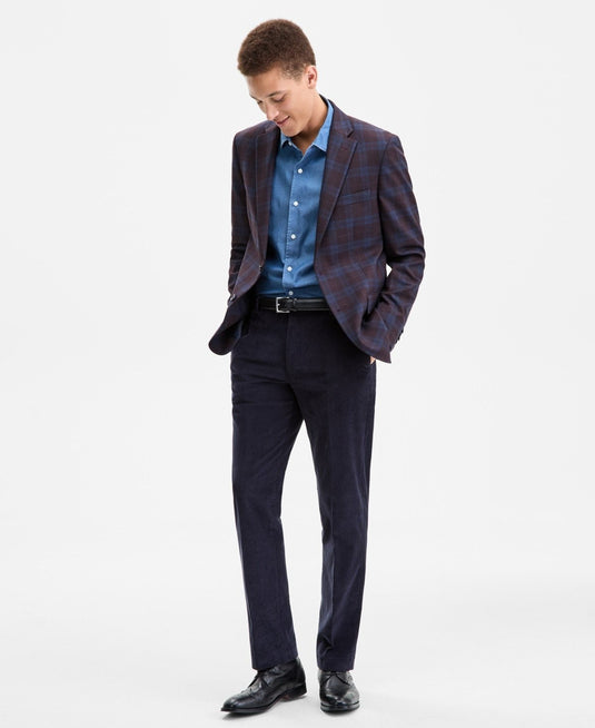Translation missing: en.Tommy Hilfiger Conrad Men's Modern-Fit TH Flex Plaid Sport Coat Wine Blue-36S