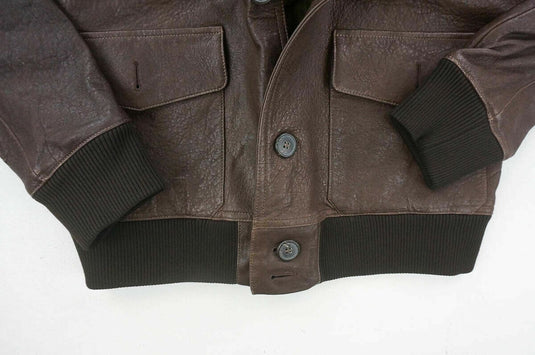 Translation missing: en.Dylan Gray Men's Leather Baseball Bomber Jacket Brown-Size 40R