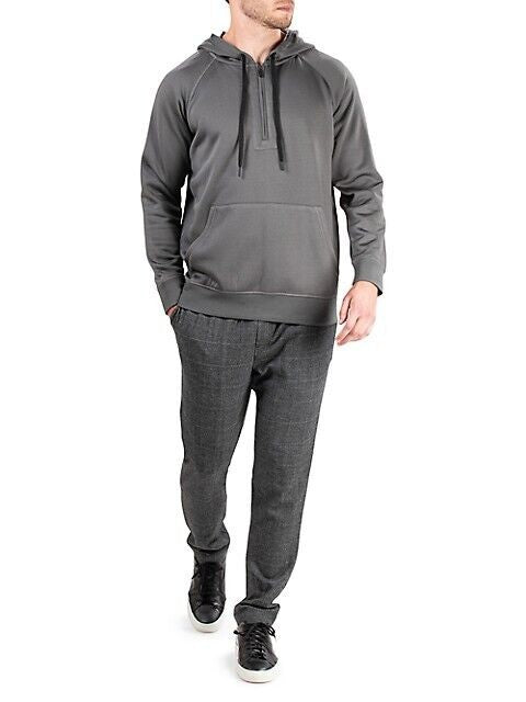 Translation missing: en.Natori Men's Sathya Quarter-Zip Hoodie Sweatshirt in Volcanic Ash-Size Medium