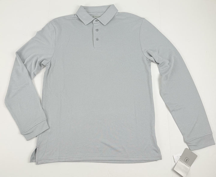 Translation missing: en.PGA TOUR Golf Polo Shirt Quarry Gray Size Small Long Sleeve Jacquard