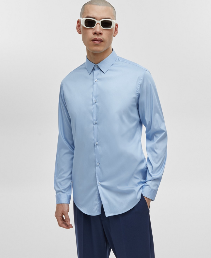 Translation missing: en.Mode of One Men's Sport Shirt Pale Indigo Button Down Stretch-Large 16 34/35