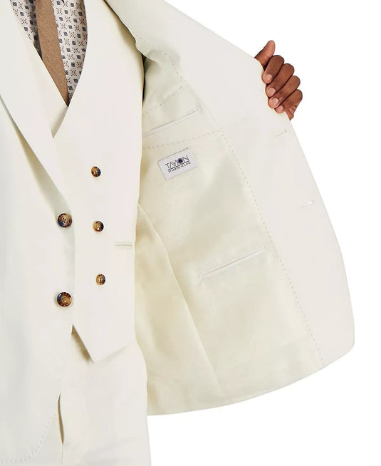 Translation missing: en.Tayion Collection Acontour Men's Cotton Blend Suit Separate Jacket in White-46L
