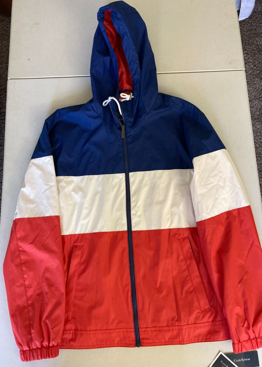 Translation missing: en.Club Room Men's Rubberized Lightweight Hooded Rain Jacket in Rinse-Medium
