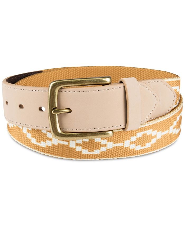 Translation missing: en.Sun + Stone Men's Faux Leather Printed Fabric Belt Gold-Size L/XL