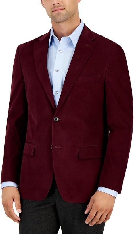 Translation missing: en.Tommy Hilfiger Men's Modern-Fit Corduroy Elbow Patch Sport Coat - Burgundy-40S