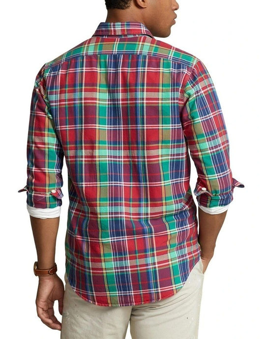 Translation missing: en.Polo Ralph Lauren Oxford Shirt Men's Small Red/Green Classic-Fit Plaid Workshirt