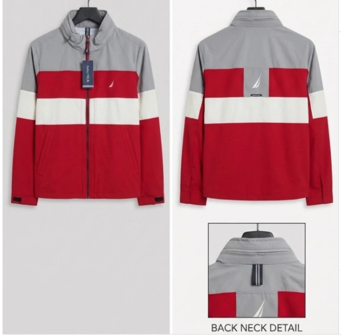 Translation missing: en.Nautica Men's Sport Jacket Size Medium Color Block Red Multi Wind &amp; Water Resist