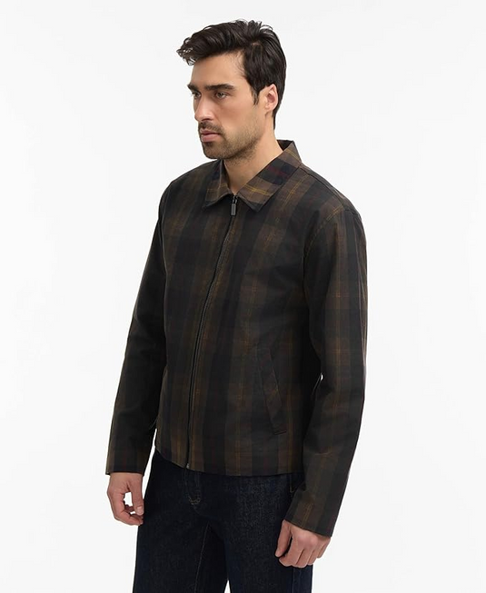 Translation missing: en.Hunter Men's Foster Wax Trucker Jacket Size Large Brown Plaid Cotton Water Repel