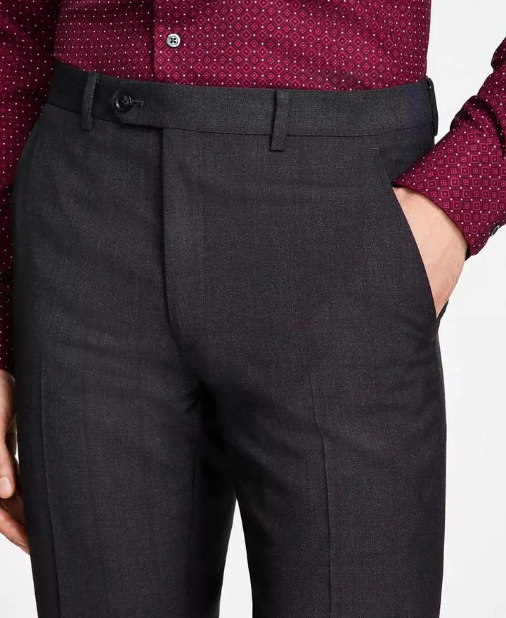 Translation missing: en.Alfani Men's Slim-Fit Windowpane Check Suit Pants in Grey Burgundy-30x32