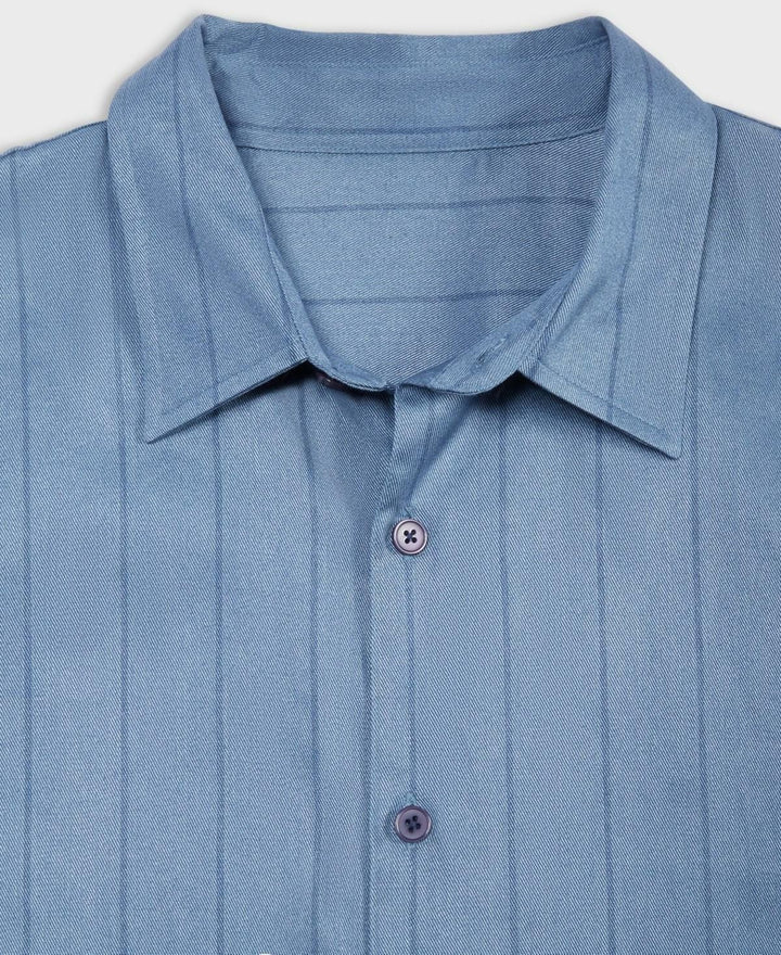 Translation missing: en.Mode of One Men's Relaxed-Fit Striped  Woven Button Shirt Blue Asphalt-XL