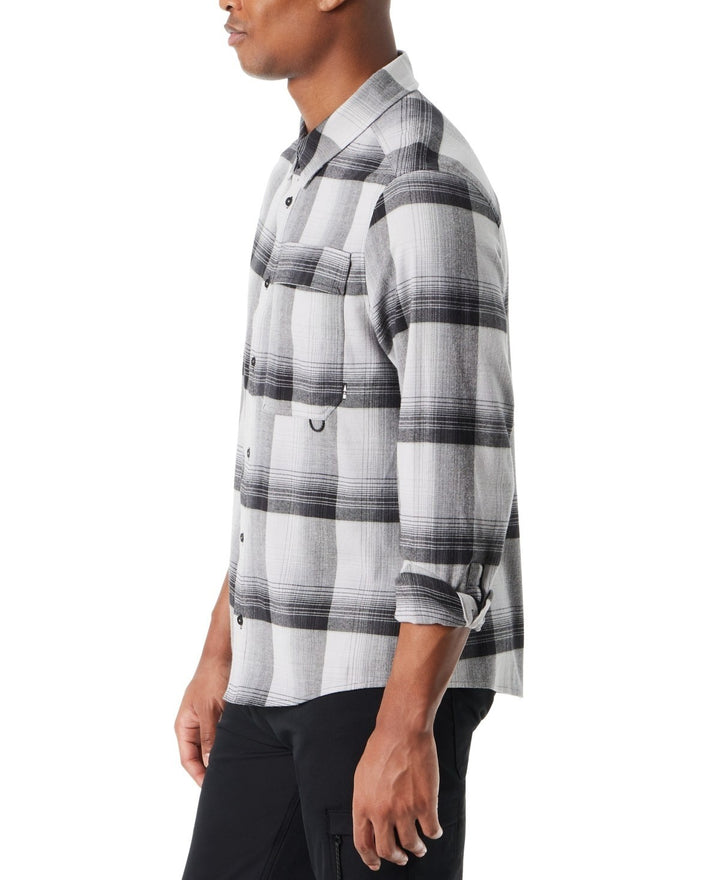 Translation missing: en.Bass Outdoor Flannel Shirt Men's 2XL Htr Gray Classic Fit Plaid Stretch Pocket