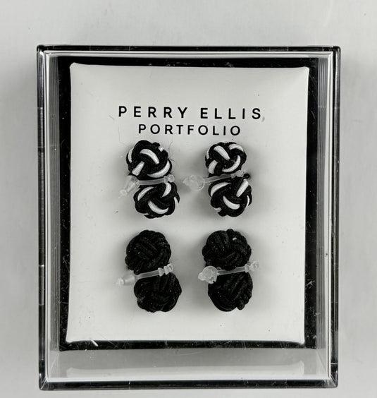 Translation missing: en.Perry Ellis Portfolio Men's Silk Knot Cufflinks - Black or Navy