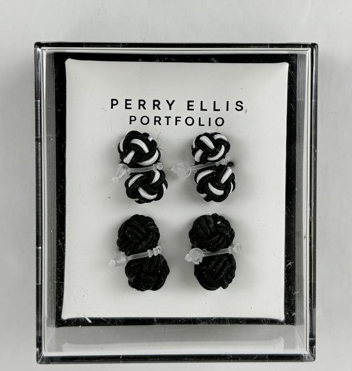 Translation missing: en.Perry Ellis Portfolio Men's Silk Knot Cufflinks - Black or Navy