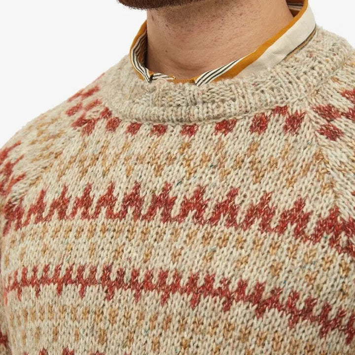 Translation missing: en.A.P.C. Men's Leonhard Crewneck Geometric Print Sweater Mastic Chine Multi-Small